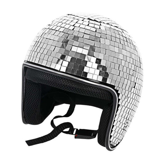 Disco Ball Helmet Silver with Strap 1