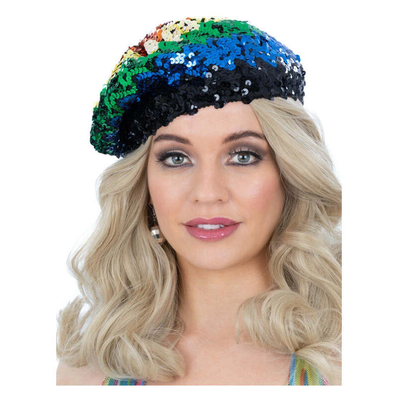 Sequin Beret Rainbow 1