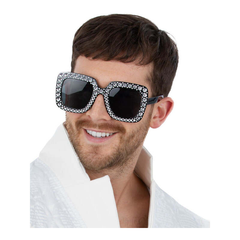 Disco Jewelled Specs Black Joke Glasses 1