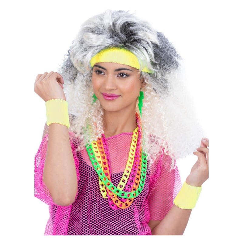 80s Neon Sweatbands Yellow Headband Wristbands 1