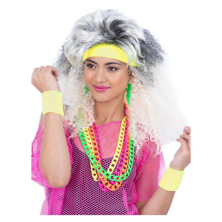 80s Neon Sweatbands Yellow Headband Wristbands 1