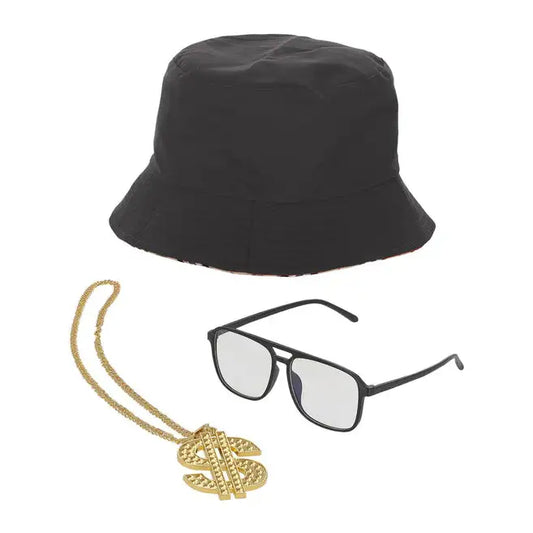 90s Rapper Kit Black Bucket Hat Specs Dollar Medallion 1