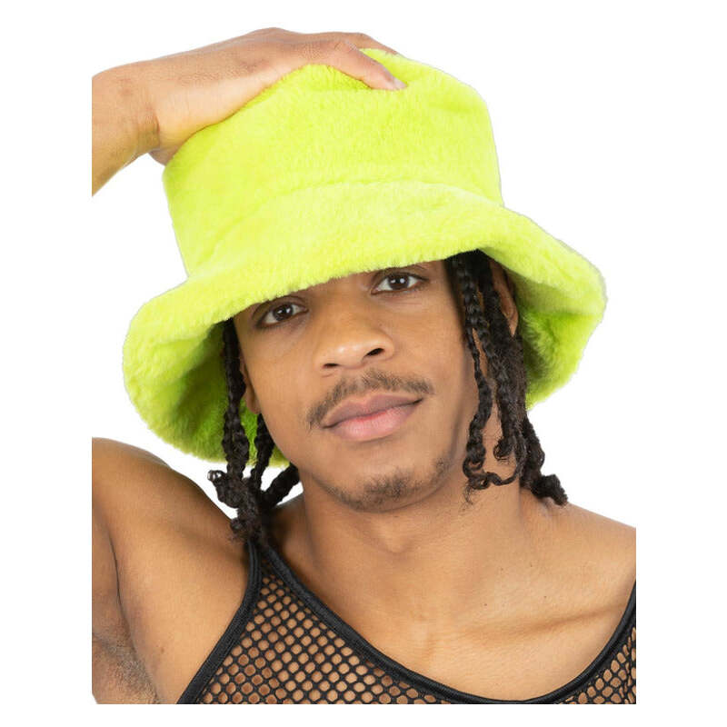 90s Green Fur Bucket Hat 1