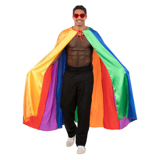 Rainbow Satin Cape 131cm Length Adult Pride Costume Flag 1