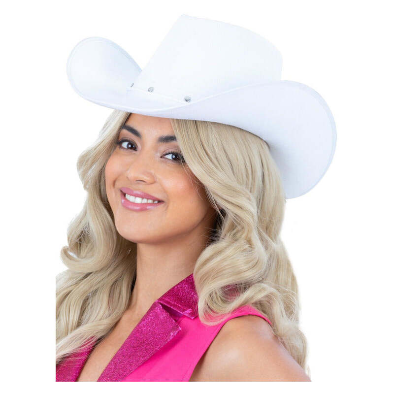 White Cowboy Hat Felt with Cord Ladies Cowgirl 1