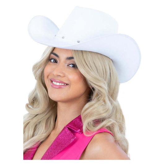 White Cowboy Hat Felt with Cord Ladies Cowgirl 1