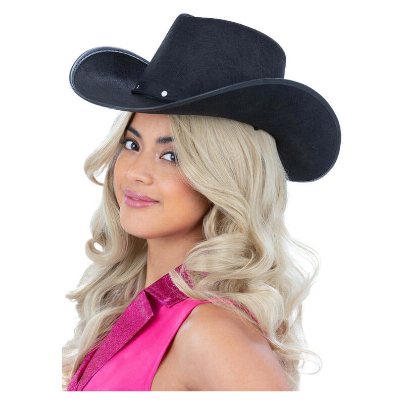 Black Cowboy Hat Felt with Cord Cowgirl Costume 1