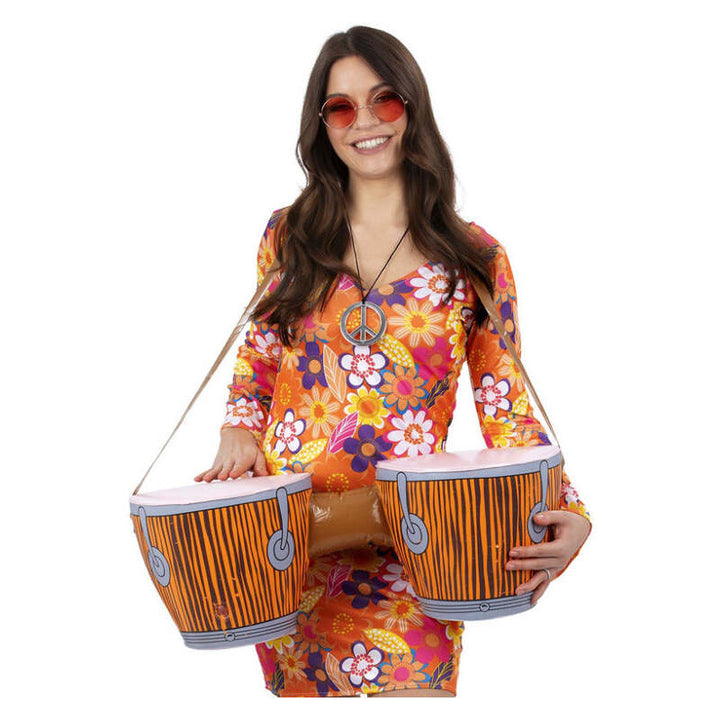 Inflatable Hippie Bongo Drums with Strap 27x25x62cm 1
