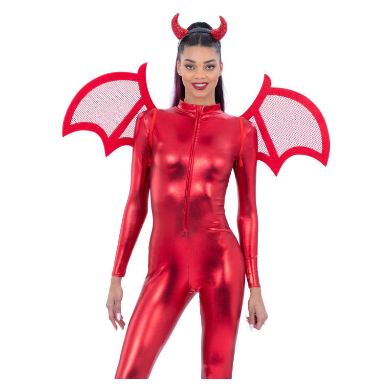 Red Mesh Devil Wings on Elastic 100x40cm 1