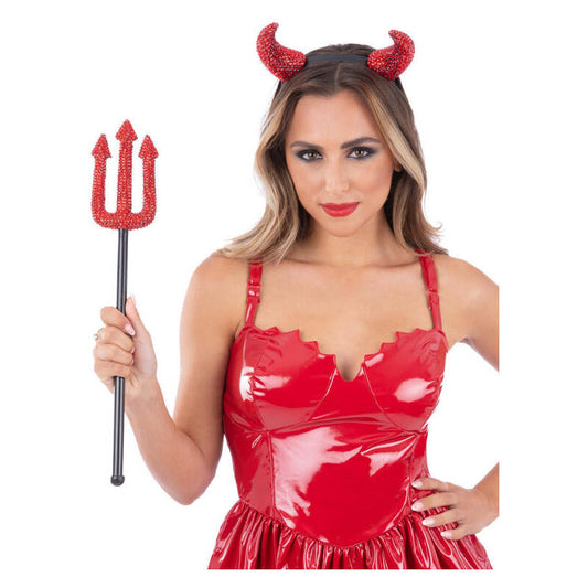 Deluxe Diamante Devil Kit Horn Headband Trident 1