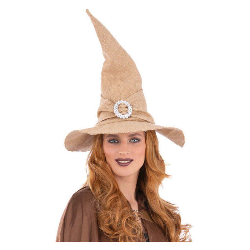 Burlap Witch Hat with Buckle 1