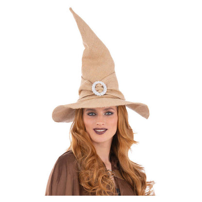 Burlap Witch Hat with Buckle 1