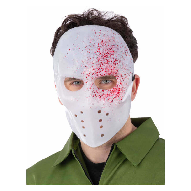 White Blood Splatter Hockey Mask on Elastic 1