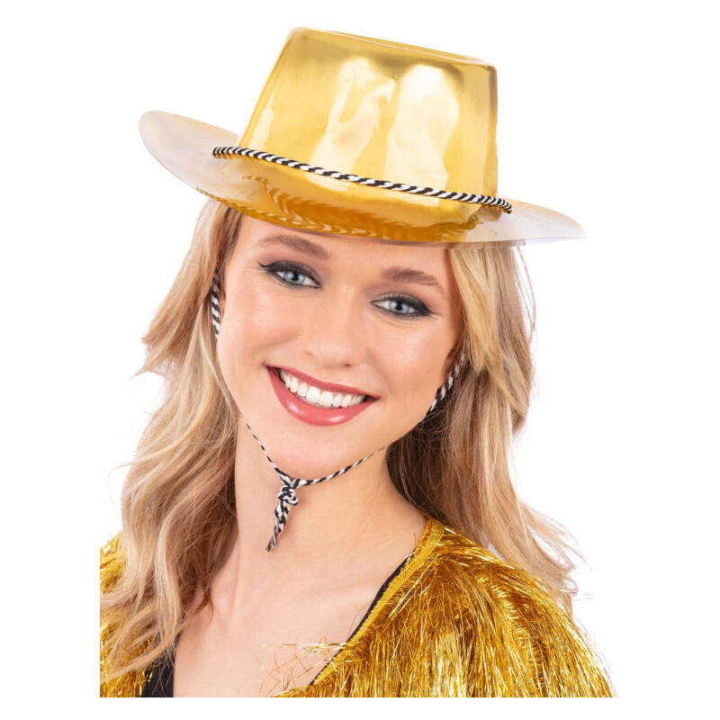 Gold Metallic Cowboy Hat Cowgirl Costume Accessory 1