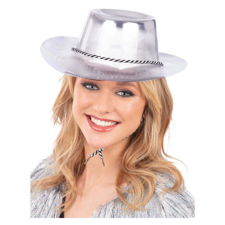 Silver Metallic Cowboy Hat Adult Cowgirl Costume Accessory 1
