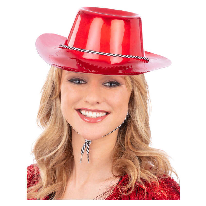 Red Metallic Cowboy Hat Cowgirl Adult Costume Accessory 1