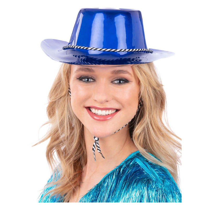 Blue Metallic Cowboy Hat Adult Cowgirl Costume Accessory 1