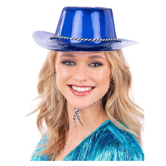 Blue Metallic Cowboy Hat Adult Cowgirl Costume Accessory 1