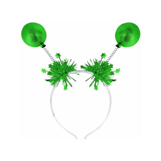 Green Metallic Ball Bopper Headband with Tinsel Adult Costume Accessory 1
