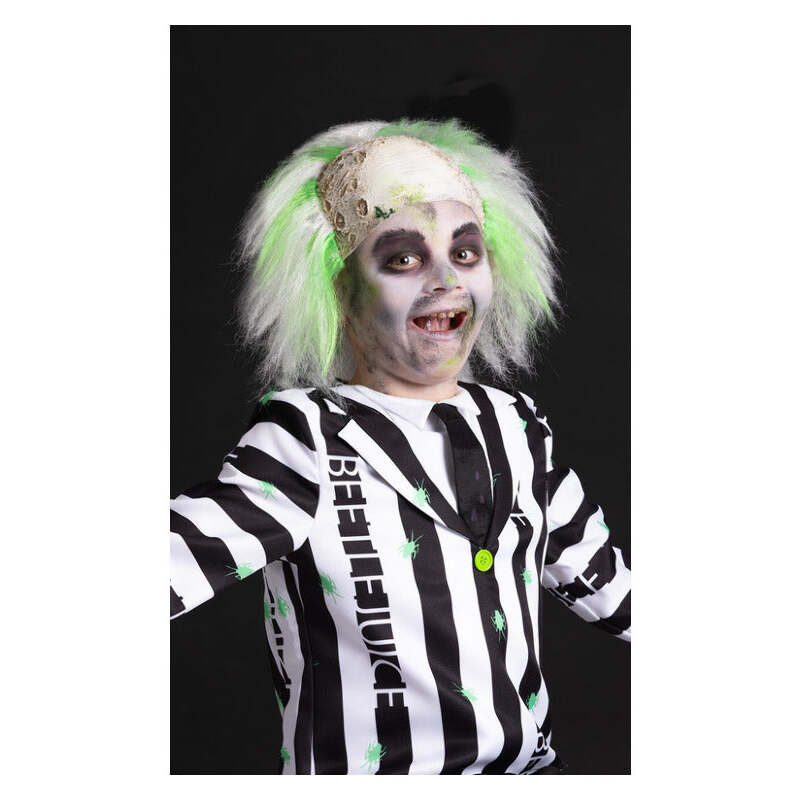 Beetlejuice Wig with Fabric Bald Head for Kids 1
