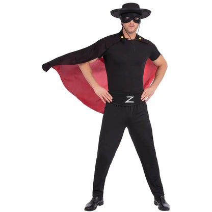 Zorro Accessory Kit Adult Costume Set Cape Mask Hat Belt 1