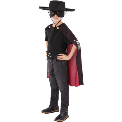 Zorro Kids Instant Kit Kids Costume Set Cape Mask Hat Belt 1