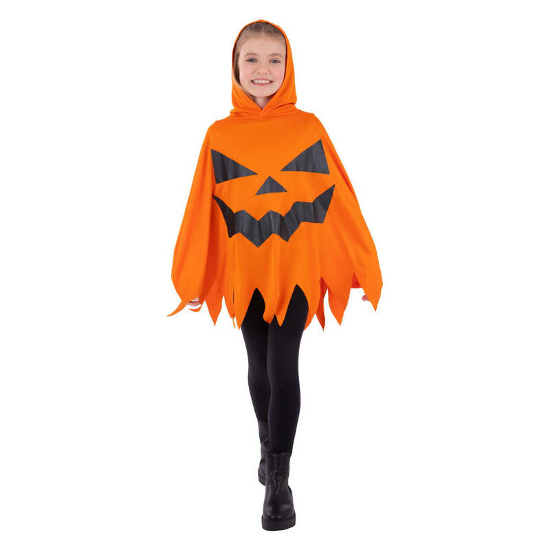 Pumpkin Poncho Orange Kids Unisex Costume 1