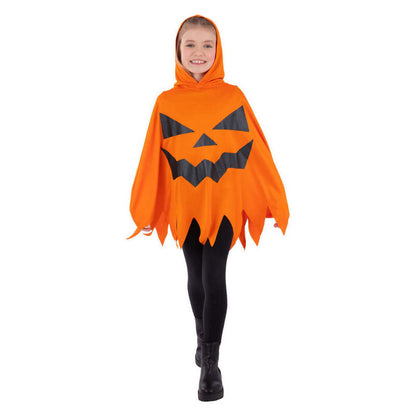Pumpkin Poncho Orange Kids Unisex Costume 1