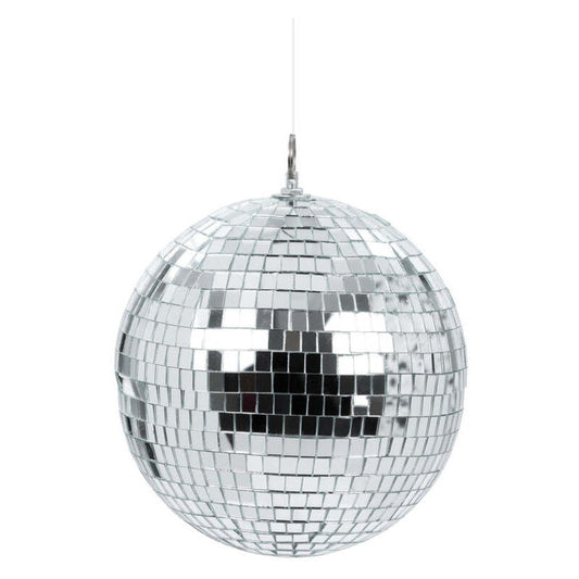 Silver Disco Ball with Hanging Ring 20cm Diameter 1