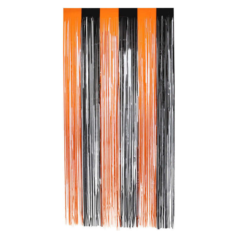 Matt Fringe Curtain Backdrop Orange and Black 91x244cm Decoration 1