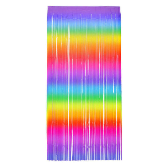 Matt Fringe Curtain Backdrop Rainbow Stripe 91 X 244cm Decoration 1