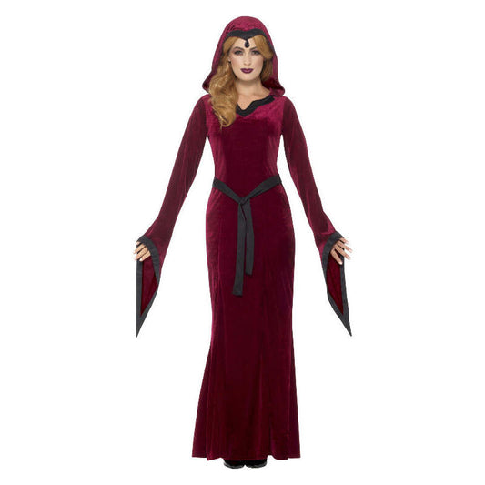 Medieval Vampiress Costume Red Hooded Dress and Belt 1