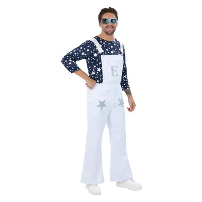 Elton John Rocket Man Costume Dungarees and Top Deluxe Adult 1