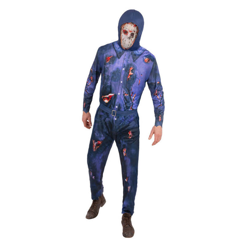 Friday The 13th Jason Voorhees Boiler Suit Costume Adult All in One with Hood 1