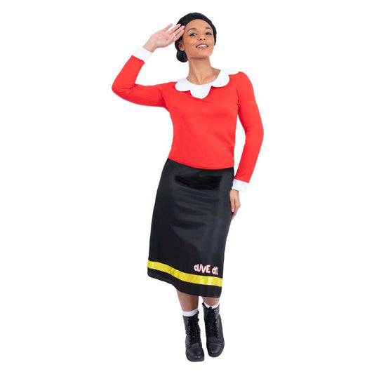 Olive Oyl Costume Adult Top Skirt Wig Popeye the Sailor 1