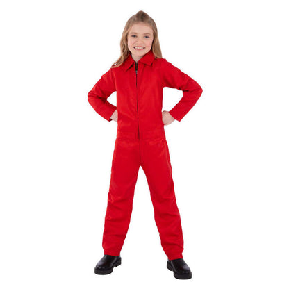 Red Boiler Suit Costume All in One Jumpsuit Kids Unisex 1