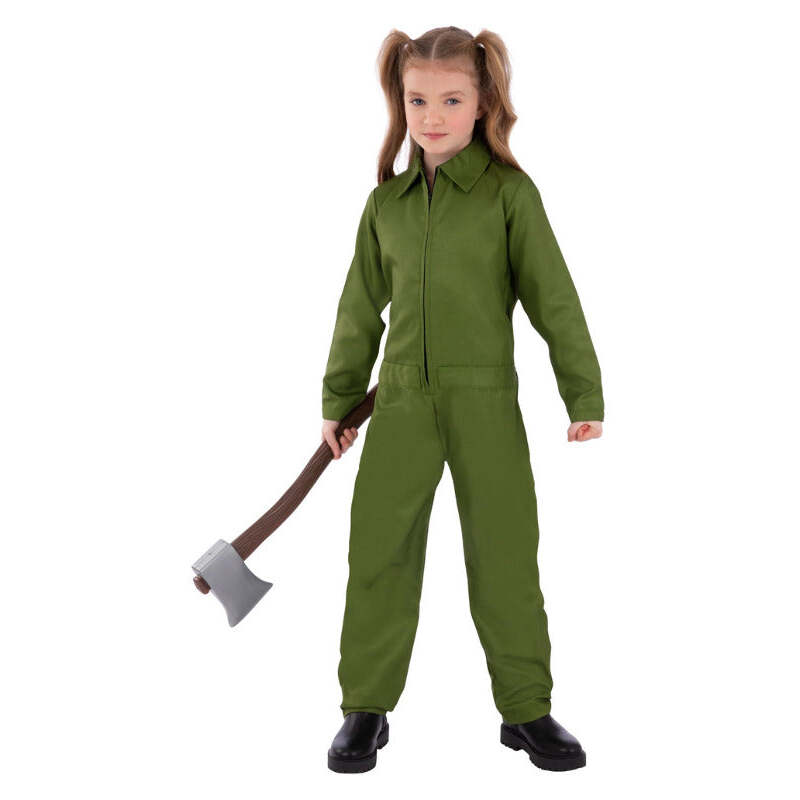 Green Boiler Suit Costume All in One Kids Unisex Top Gun Jumpsuit 1
