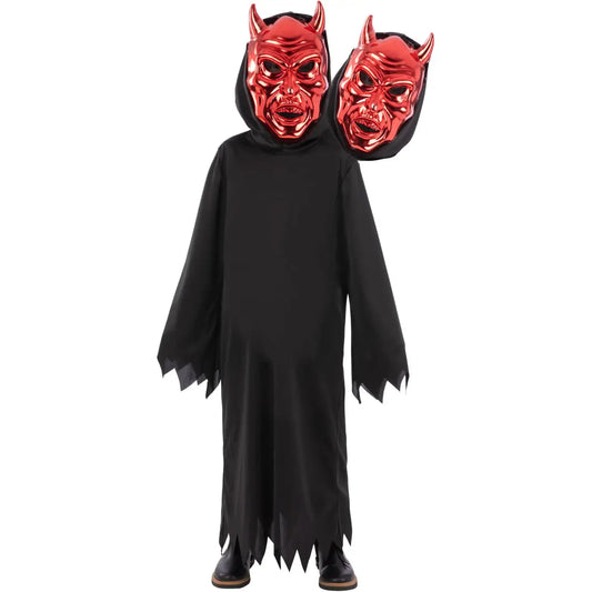2 Headed Demon Reaper Costume Robe and Mask for Kids 1