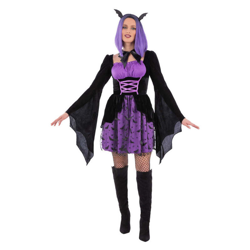 Vampiress Bat Cosplay Costume Purple Dress and Headband 1