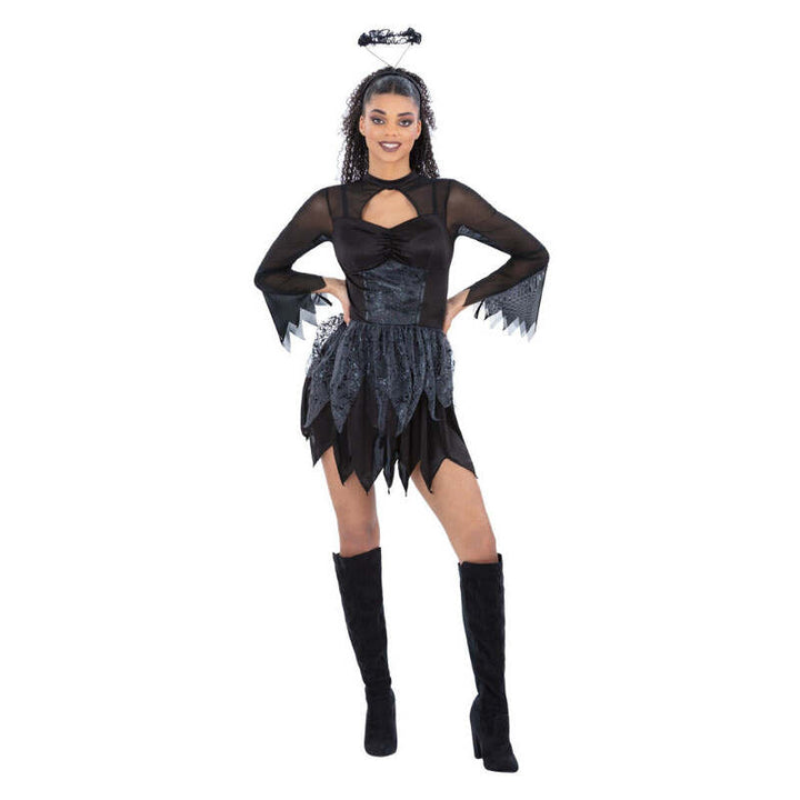 Fallen Dark Angel Costume Dress Wings and Halo for Women 1
