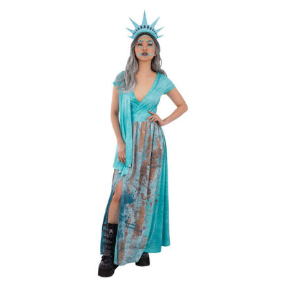 Liberty Death Costume Statue Ladies Blue Dress and Headpiece 1