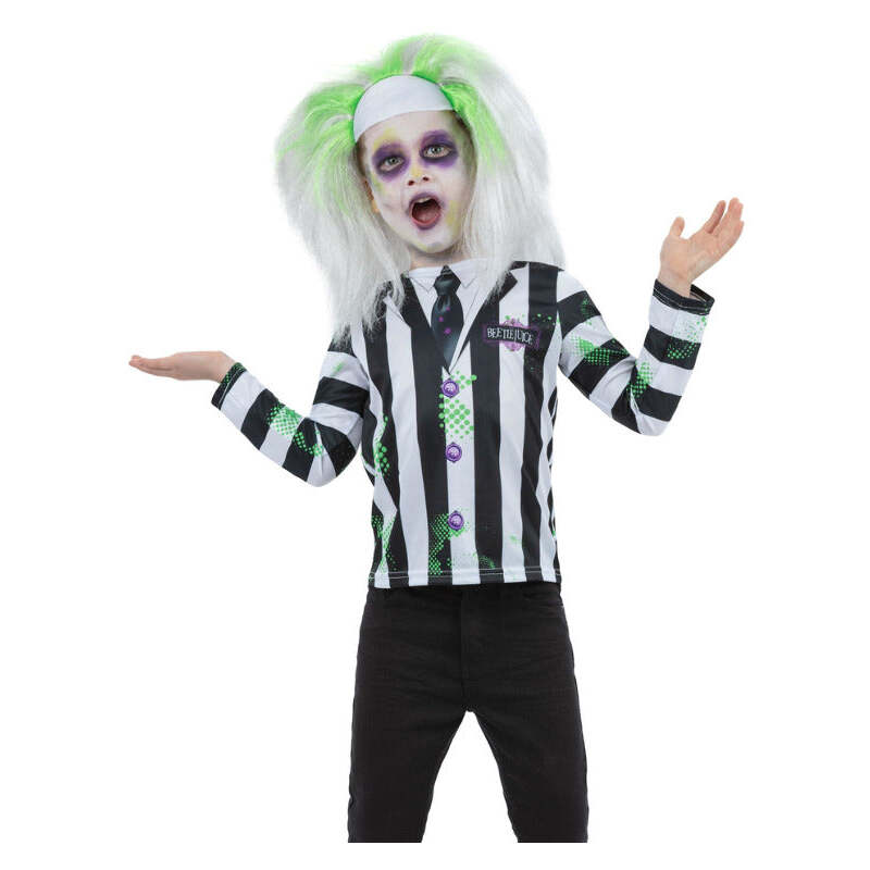 Beetlejuice Costume Printed Top Mock Shirt Tie Jacket Boys 1