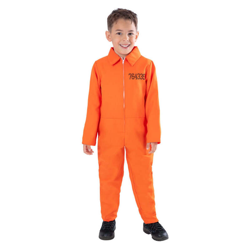 Escaped Prisoner Costume Boys Orange Boiler Suit Alcatraz 1