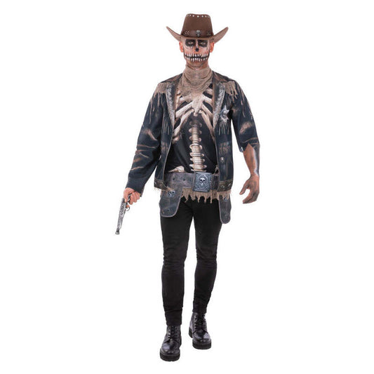 Skeleton Outlaw Costume Top Neckerchief Holster Belt Cowboy Outfit for Men 1