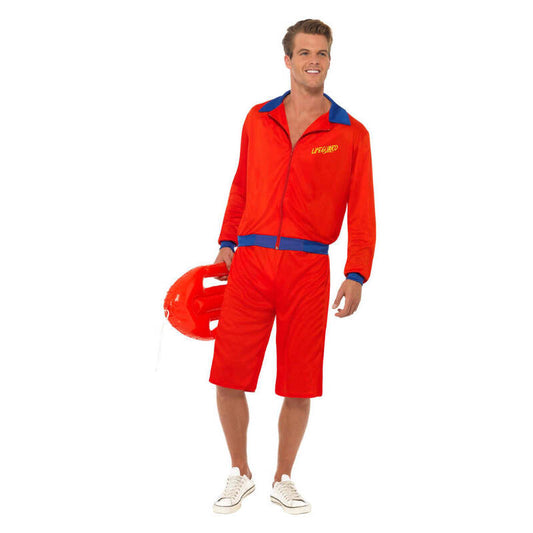 Lifeguard Costume Mens Red Jacket and Long Shorts Mitch Baywatch 1
