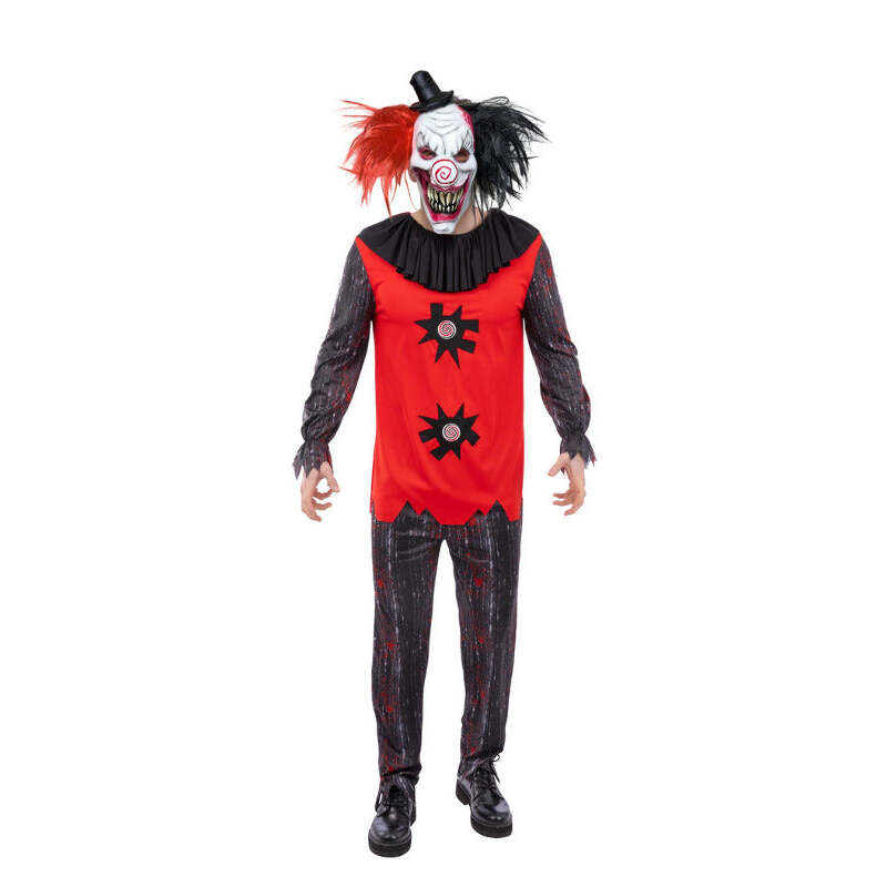 Jester Chuckles Costume Evil Jester Clown Suit Top Trousers Mask 1