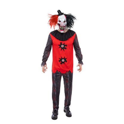 Jester Chuckles Costume Evil Jester Clown Suit Top Trousers Mask 1