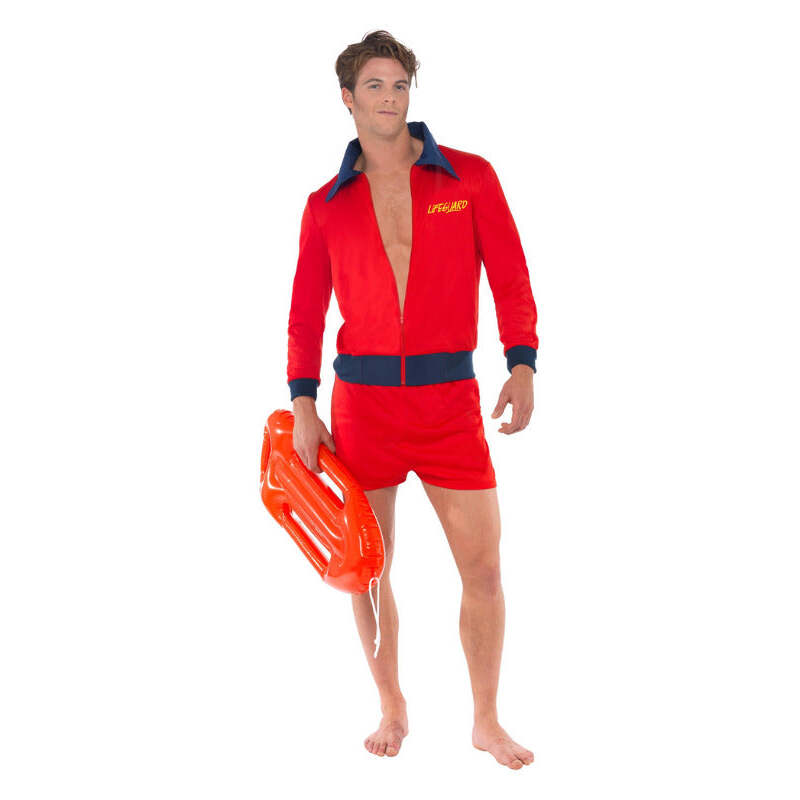 Lifeguard Costume Mens Red Jacket and Shorts 1