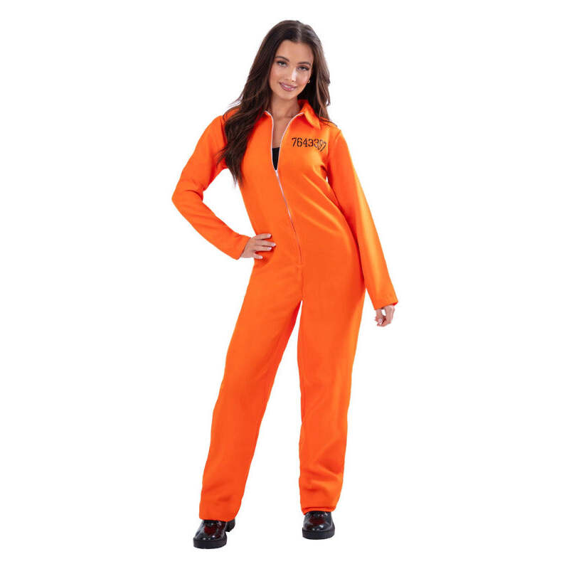 Escaped Prisoner Costume Orange Boiler Suit for Ladies 1