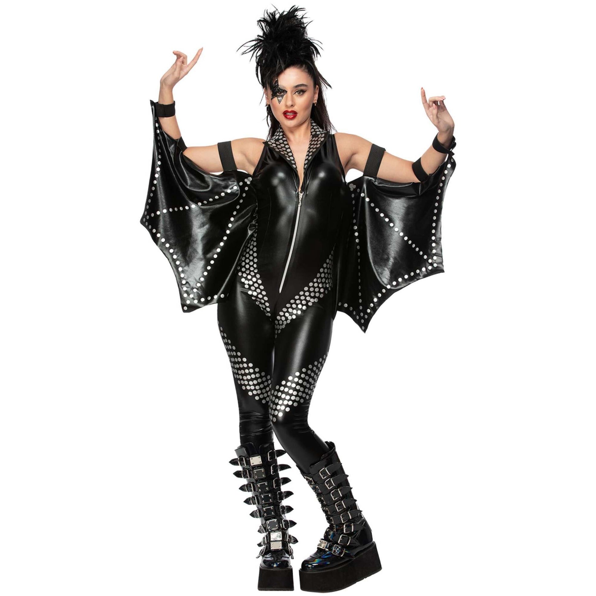 Fever Rockstar Costume Jumpsuit with Bat Wings 1